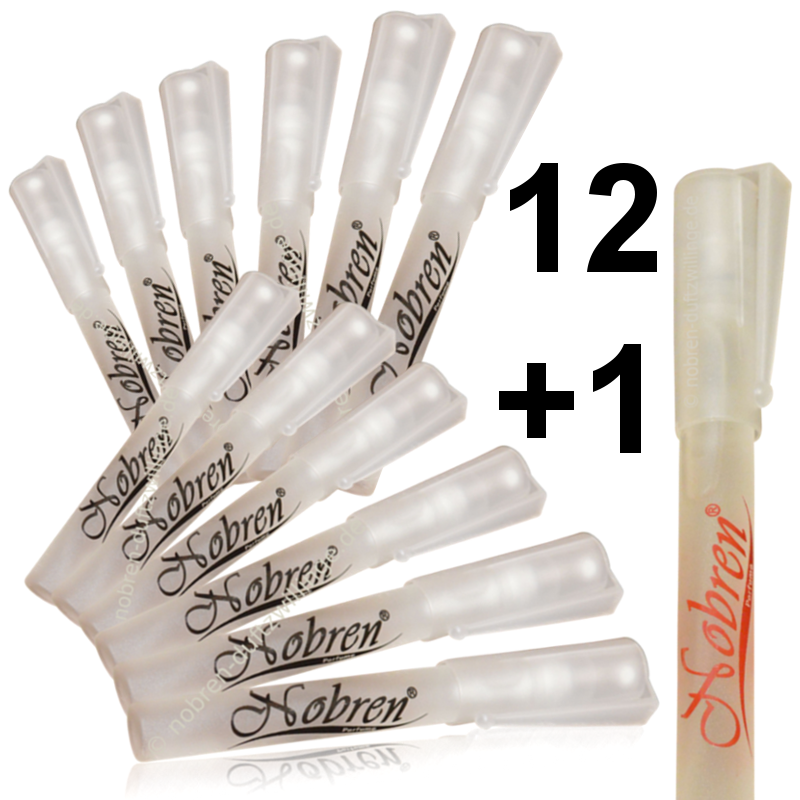 12-PLUS-1-HERREN-Nobren-Pocket-To-Go-Parfum-Stifte-mit-Text-2 12 +1 Duftproben 12x HERREN 1x DAMEN á 8ml DuftzwillinG Eau de Parfum Probepaket Pocket-Düfte