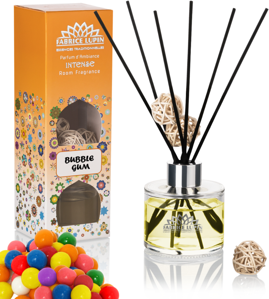 INTENSE Raumduft BUBBLE GUM Reed Diffuser Set mit Duftstäbchen BUNTER KAUGUMMI DUFT Lufterfrischer